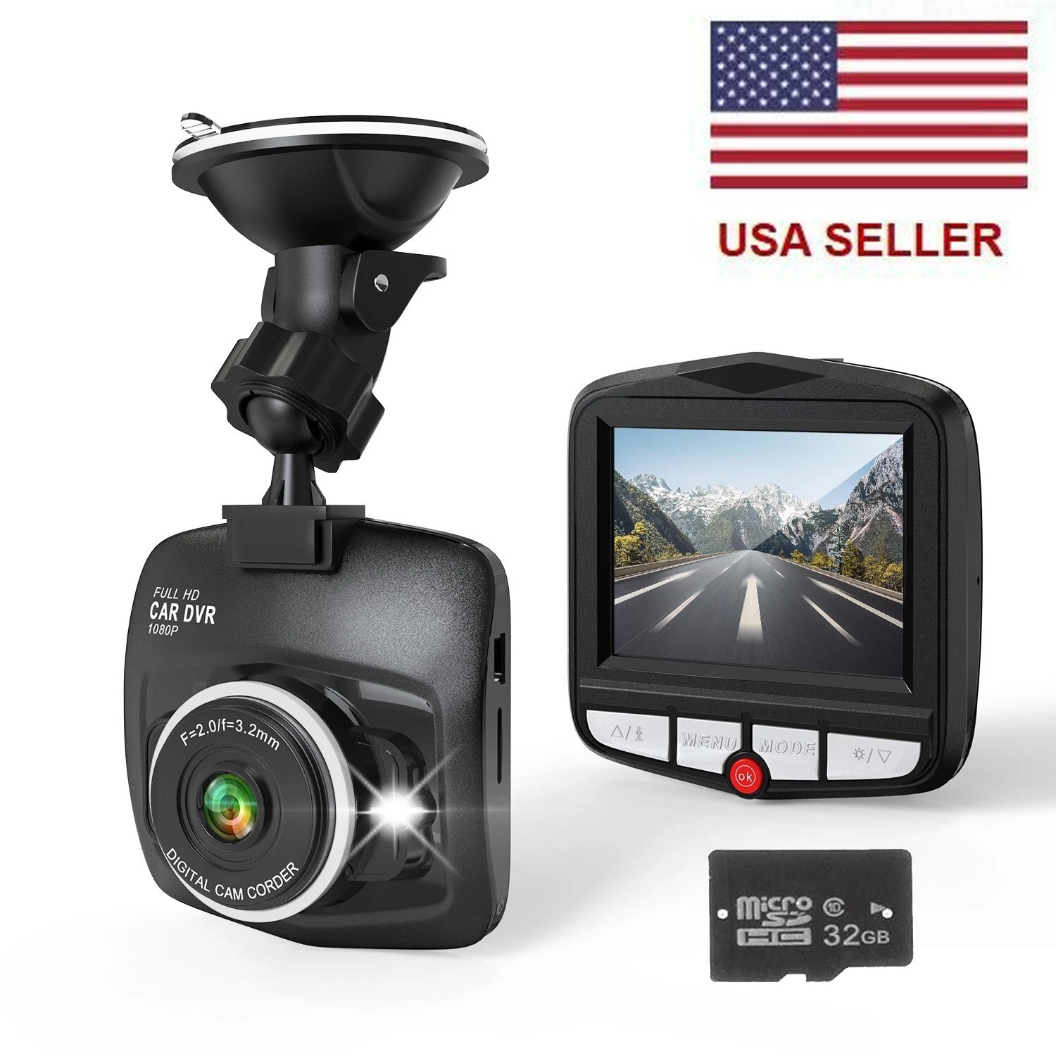 Full HD 1080P Dash Cam with Night Vision, 2.4" Screen, Loop Recording, and G-Sen