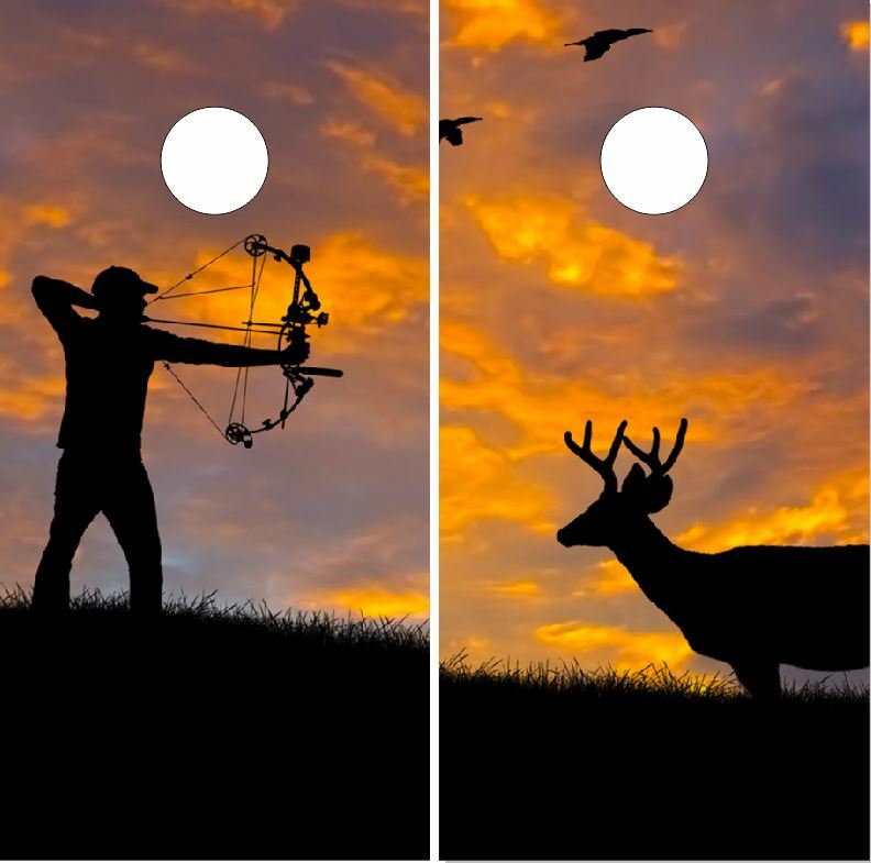 Deer Hunter Sunset Cornhole Wrap Bag Toss Skin Decal Sticker