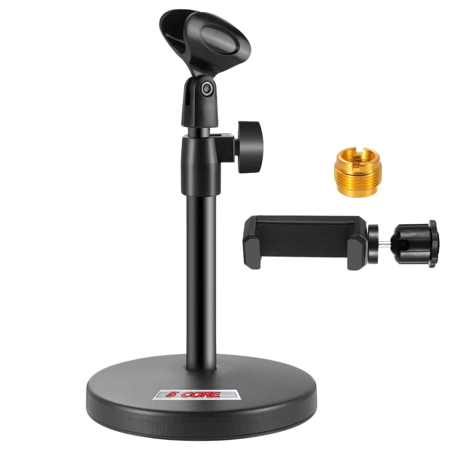 5 Core Mic Stand 3 in 1 Adjustable 13.5" Desk Microphone Stands w Phone Clamp