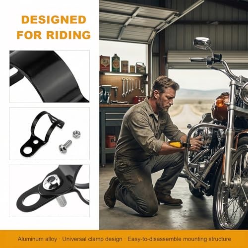 2 Pairs Motorcycle Fork Indicator Brackets, Motorbike Fork Light Black