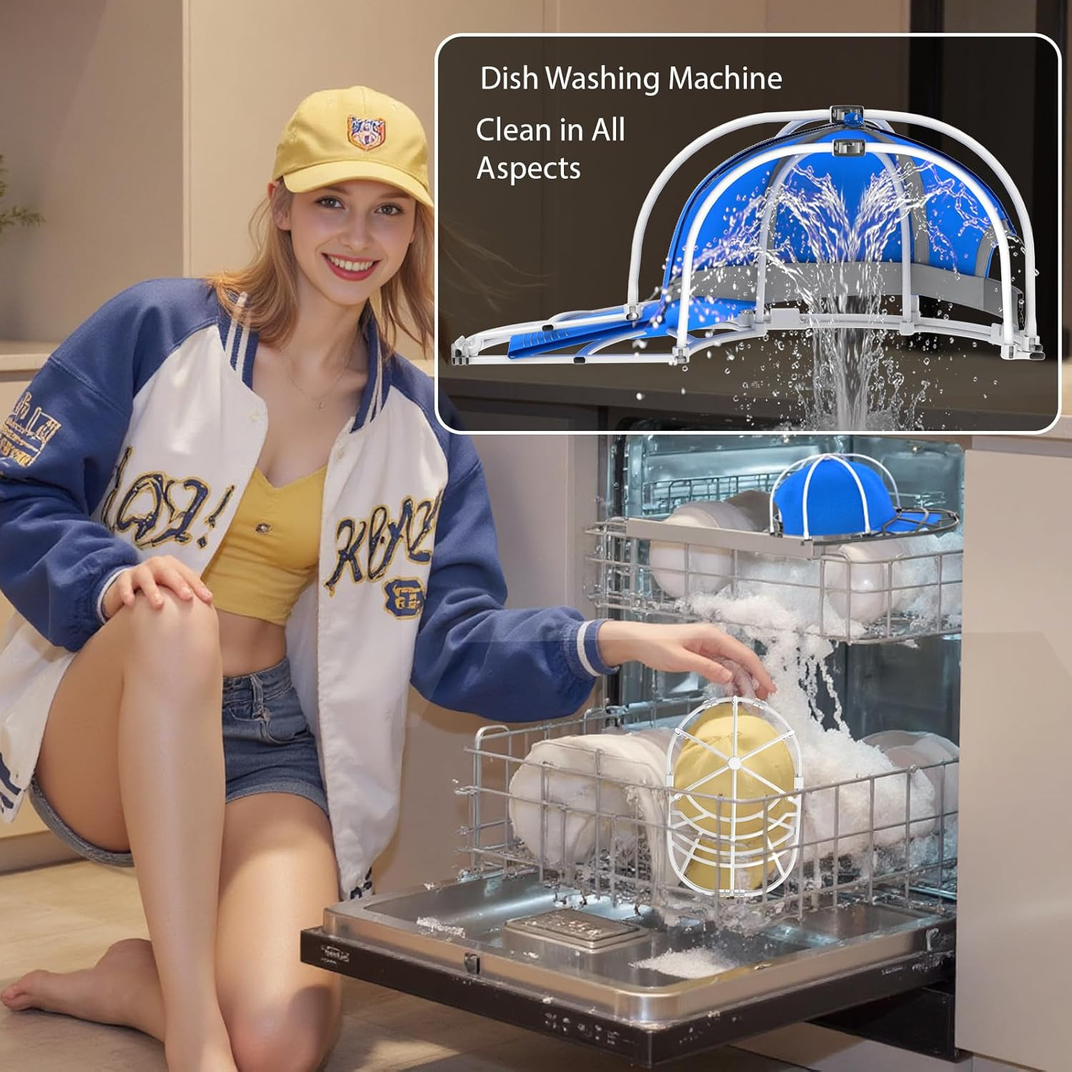 Hat Washer Cage for Washing Machine - Baseball Cap Cleaner Rack, Ball Cap Washin