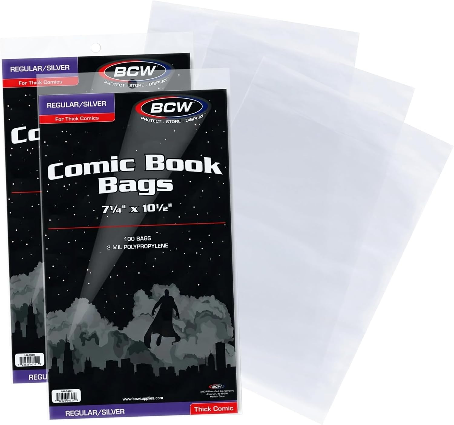 Thick Silver Age Comic Bags - 200 Ct | Archival Quality, Acid-Free Protecti