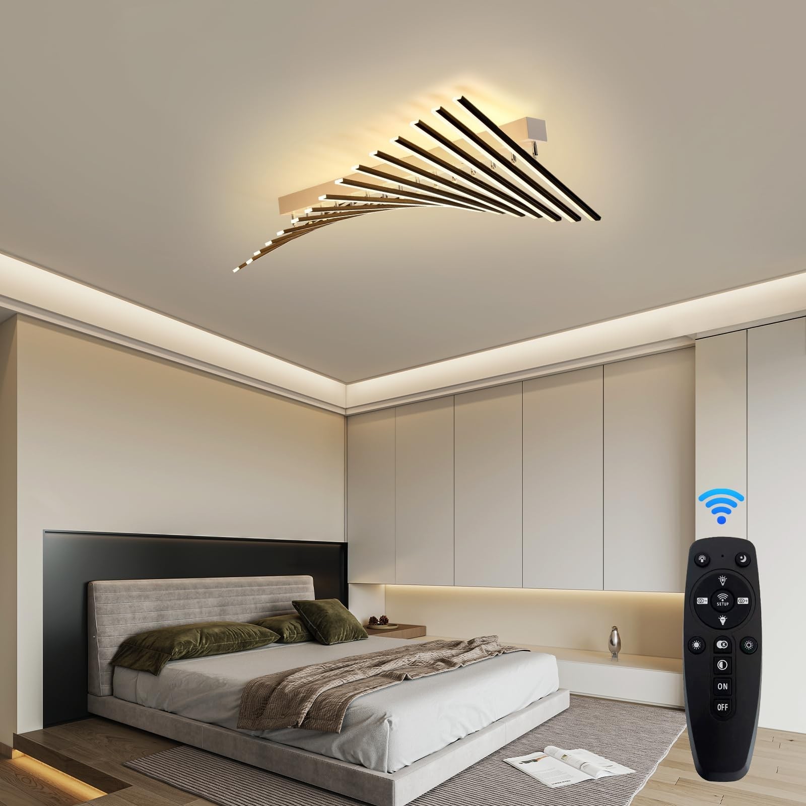 JAYMP 15 Lights Adjustable Linear Modern Ceiling Light 43.3 inch Dimmable LED...