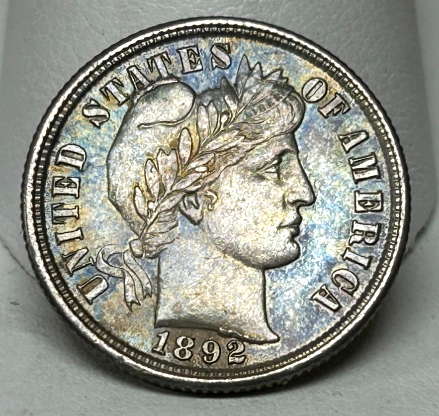 1892 Barber Dime - AU/BU - Interior Die Breaks OBV & REV - CUD Rev