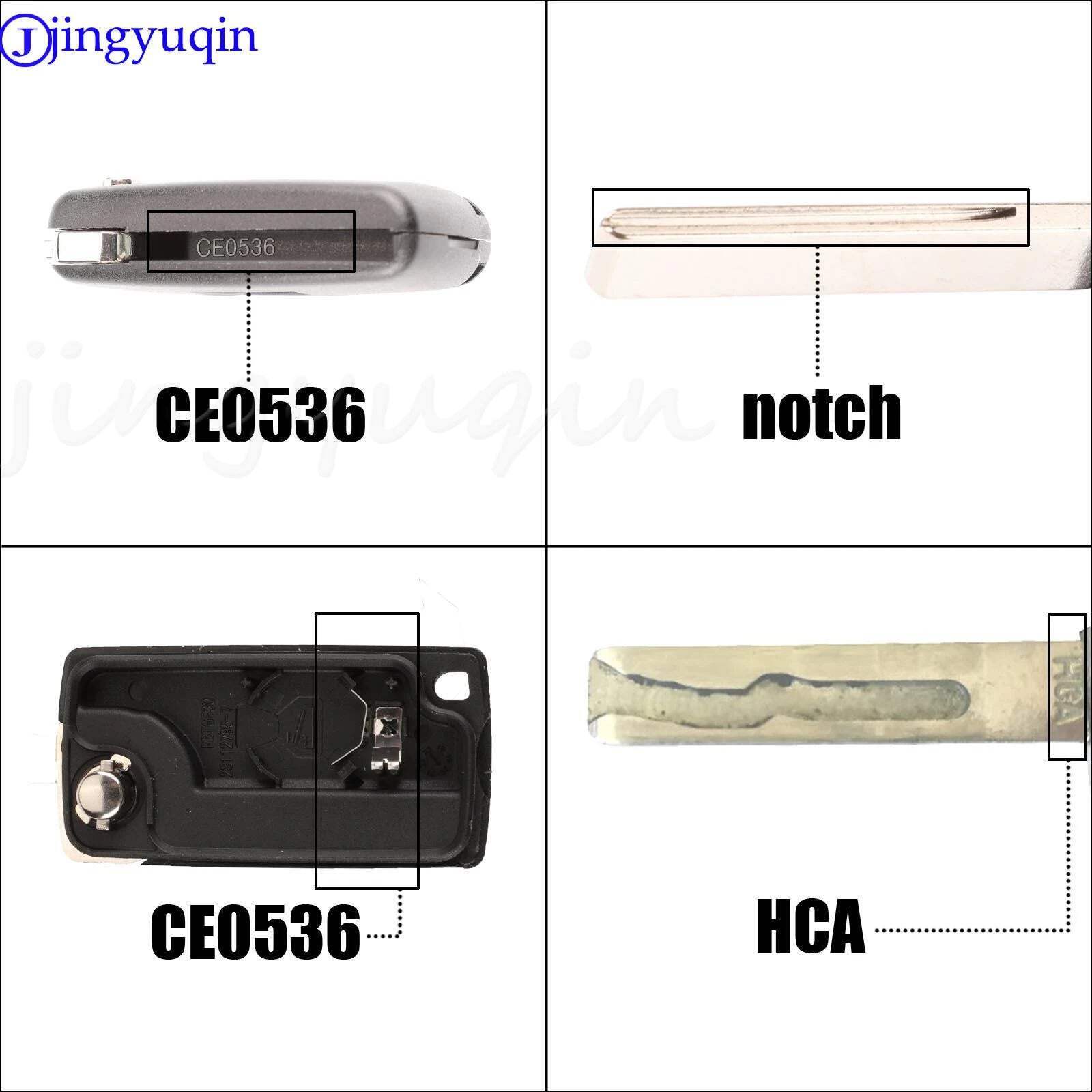 jingyuqin 2 Buttons Auto Car Remote Key Fob 433MHz ASK ID46 Chip For Peugeot 207