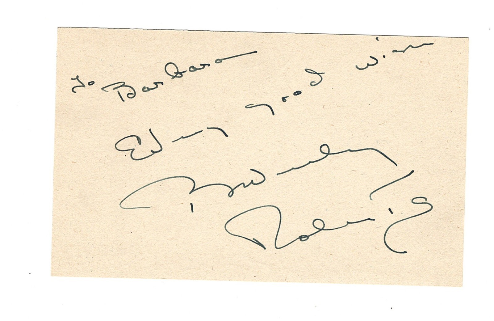 ACTRESS BEVERLY ROBERTS AUTOGRAPH ON WHITE CARD STOCK
