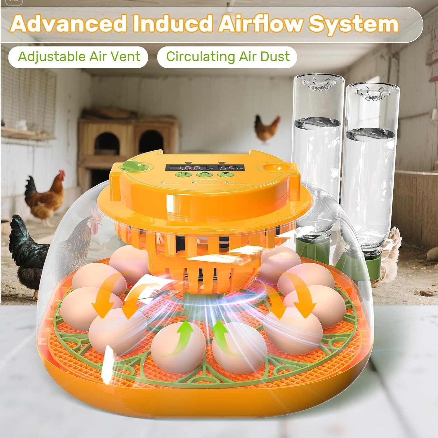 12 Egg Incubator with Automatic Egg Turning and Humidity Control