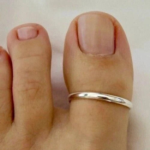 14K White Gold Plated Women's Adjustable Plain Big Toe Ring 925 Sterling Silver