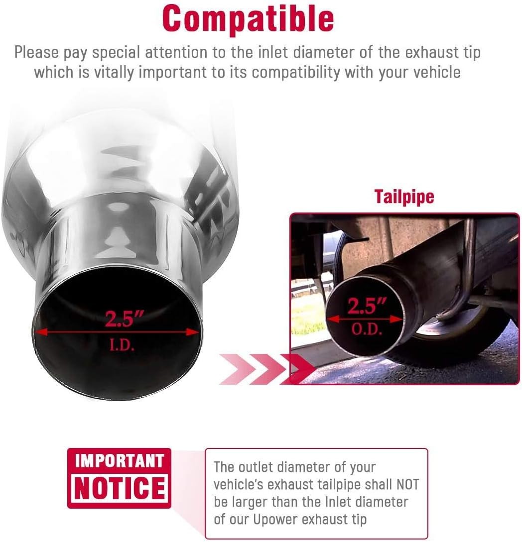 Stainless steel exhaust tailpipe tip