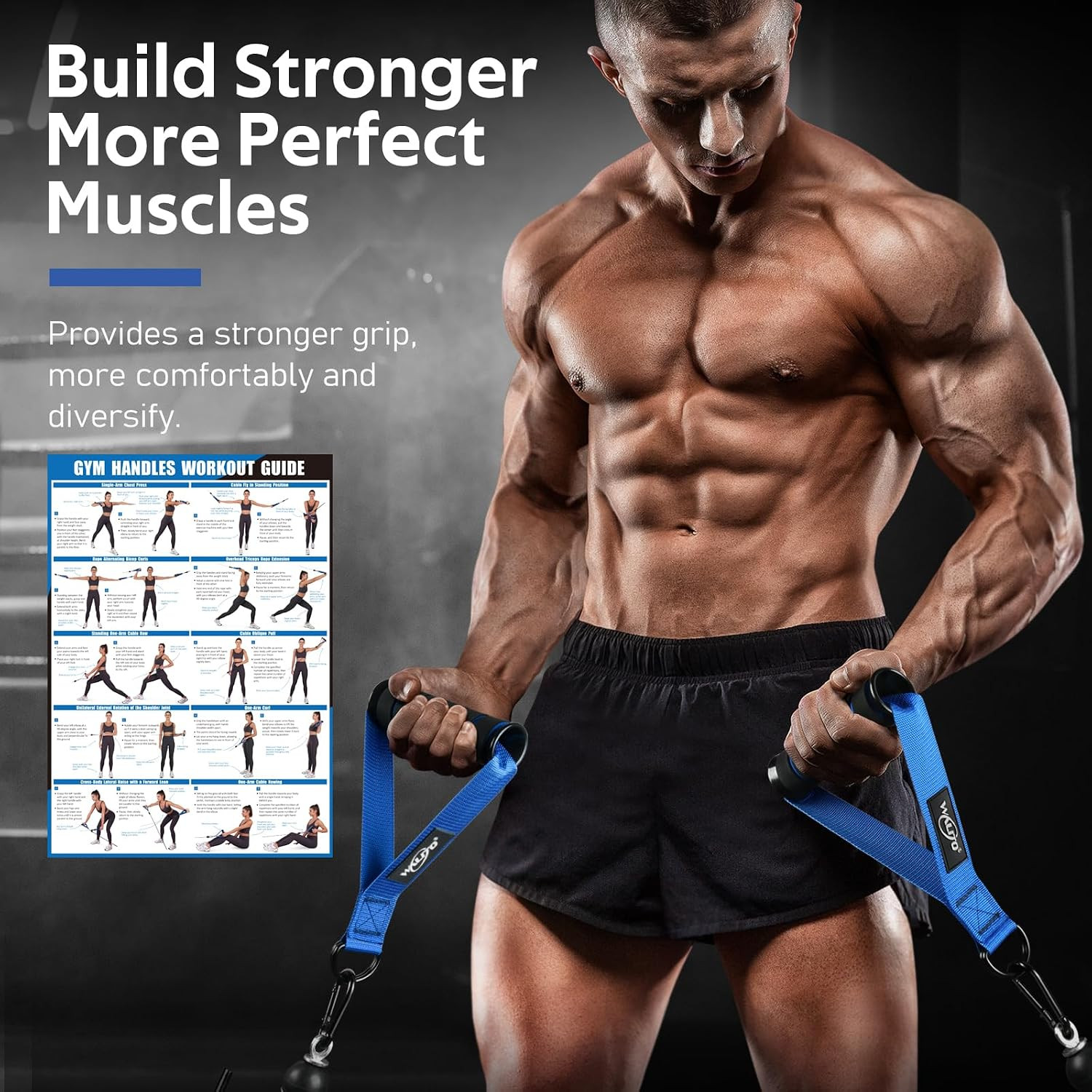 Exercise Handles, Cable Machine Handles for Gym Cable Attachments Training | 2 P