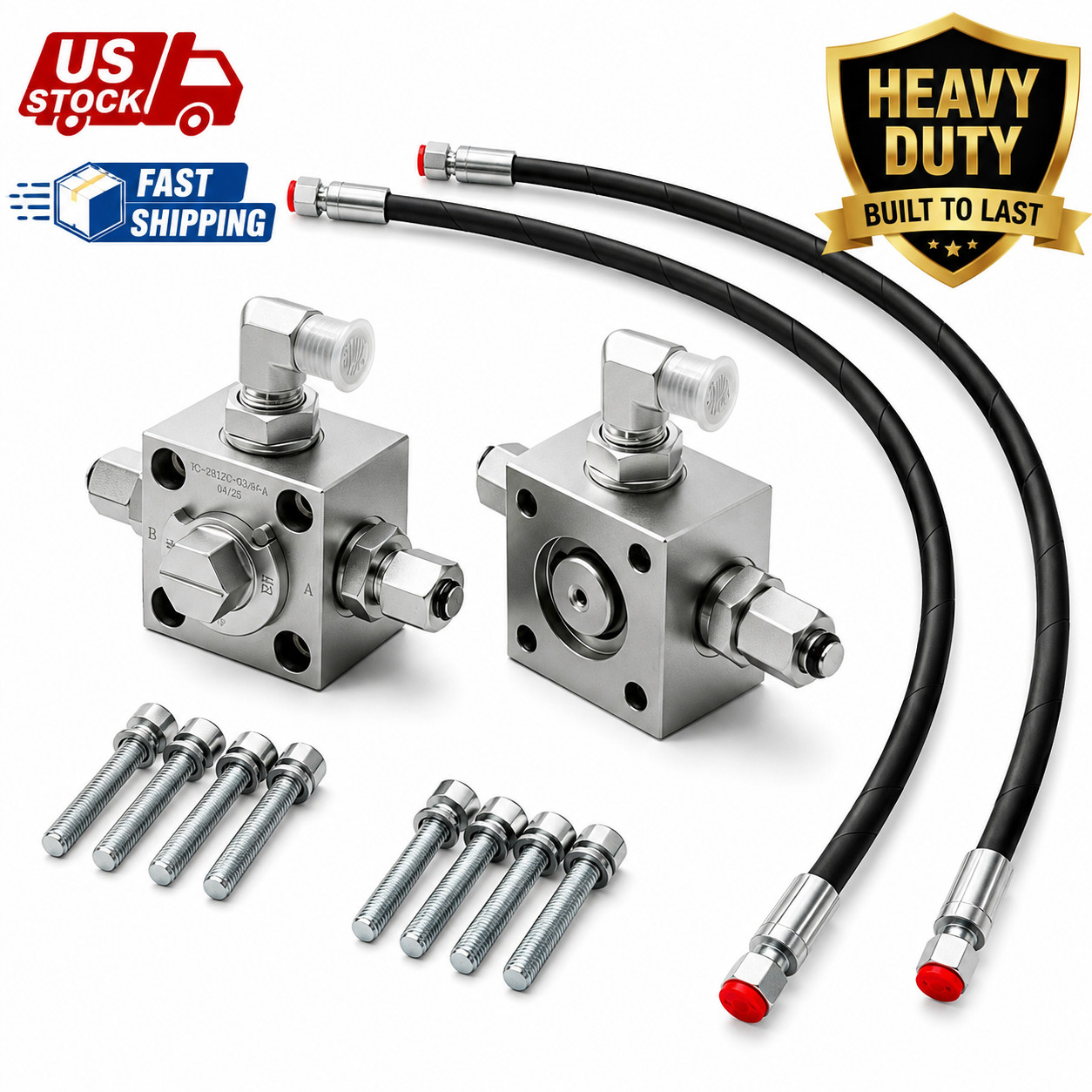 2 Three Way Diverter Valves for 1-2 ton Chinese Mini Excavator Fast Shipping