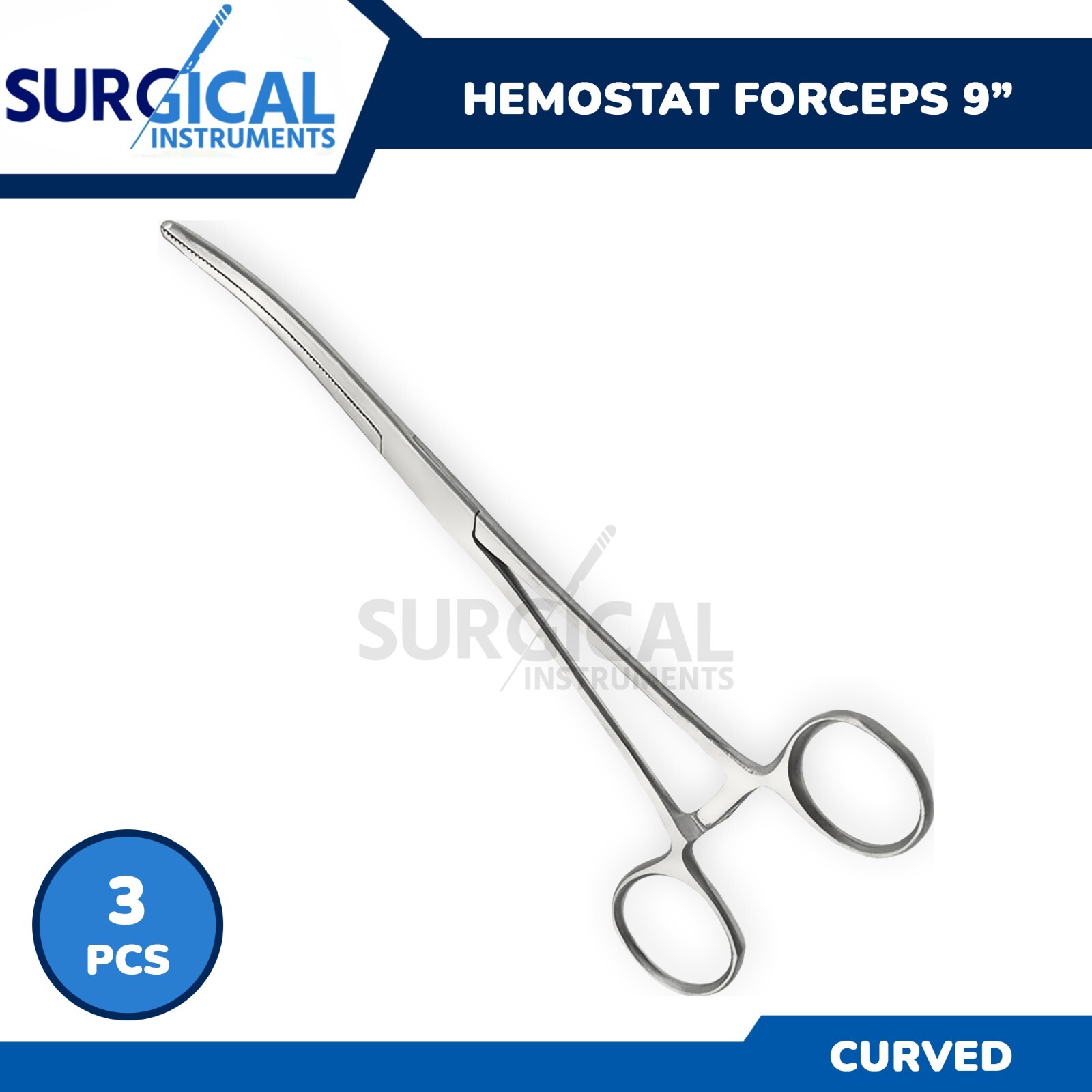 3 Pcs Rochester Pean Hemostat Forceps 9.00" Curved Stainless Steel German Grade