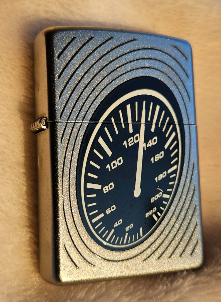 Zippo Lighter 2009 Speedometer 130, Satin Chrome, New, Hypnotic!