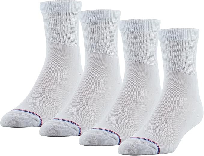 MediPeds Adult Quarter Socks With Non-Binding Top 8 pairs mens shoe 7-12