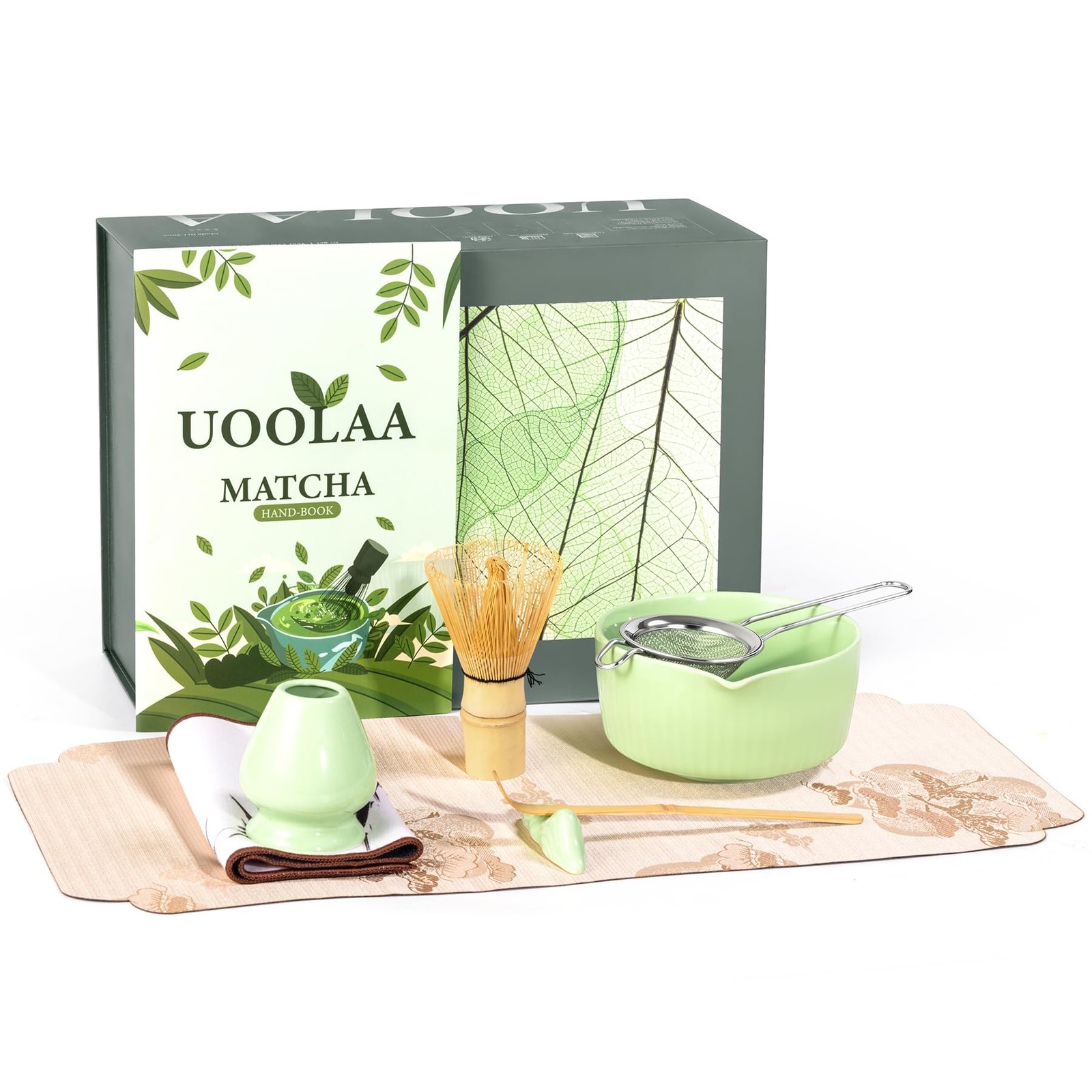 Traditional Matcha Tea Set, 8-Piece Complete Matcha Kit Set with Chawan Ceram...