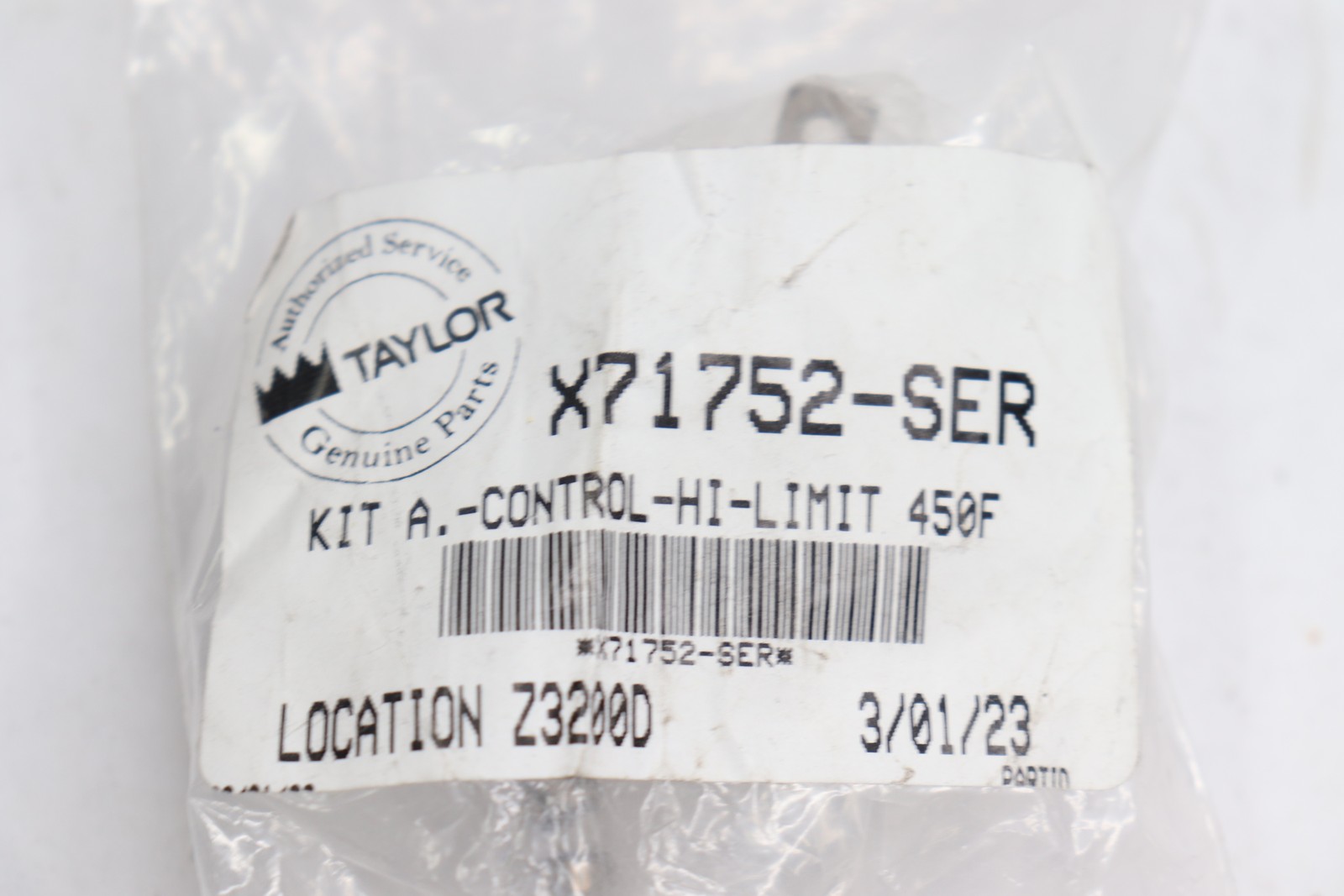 Taylor Kit A.-Control-Hi-Limit 450F X71752-SER