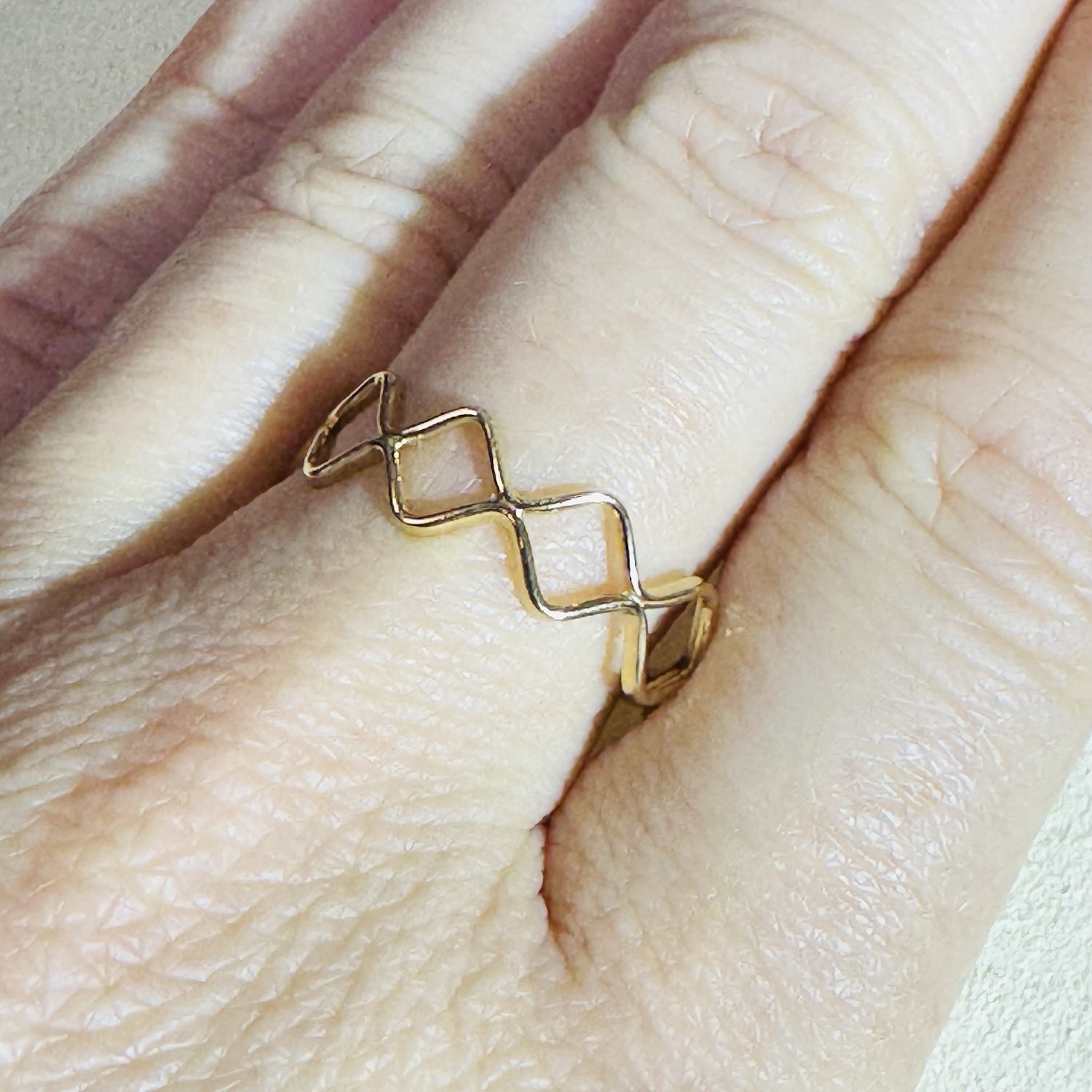 Solid 14K Yellow Gold Unique Stacking Ring Size 8