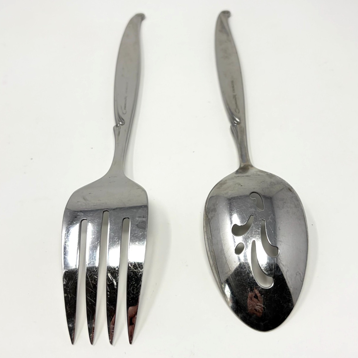 Community Stainless Flatware DRIFTWOOD Pierced Serving Spoon & Cold Meat Fork