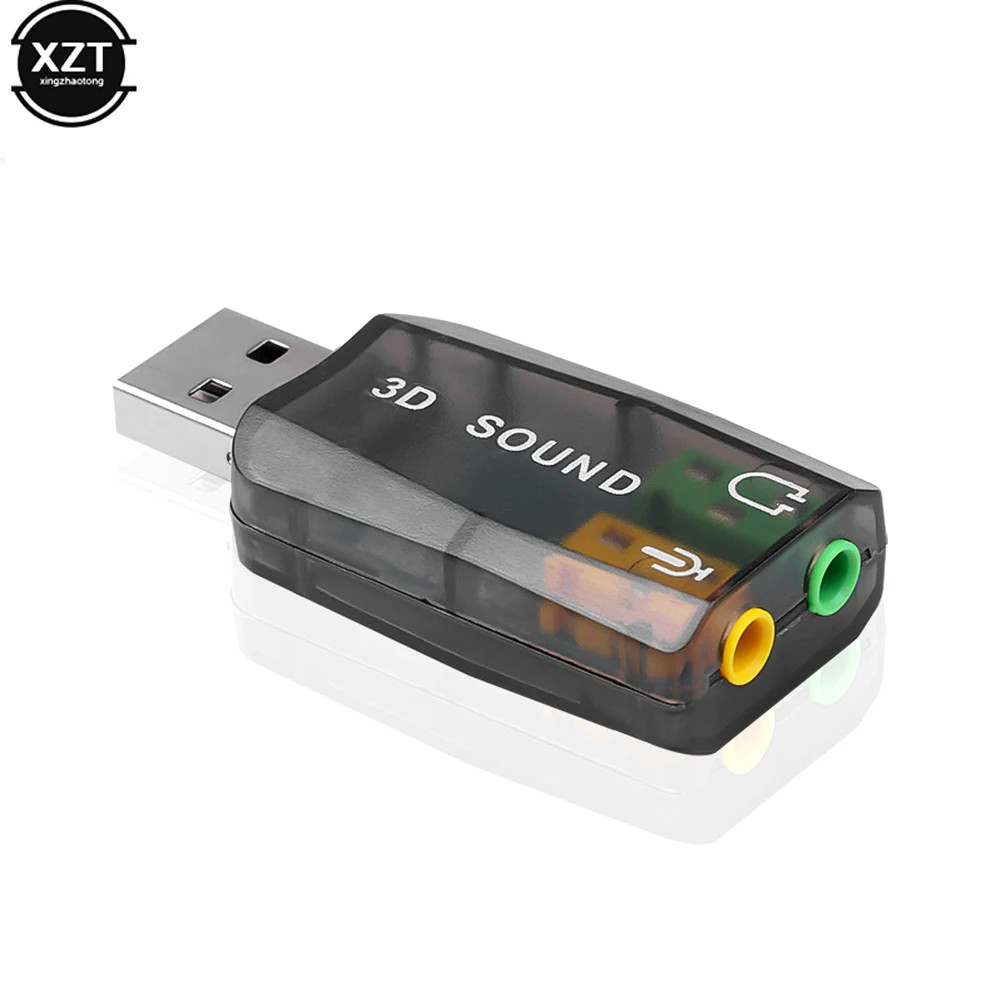 USB 5.1 Channel External Sound Card Adapter 3D Audio Stereo Headset Mic