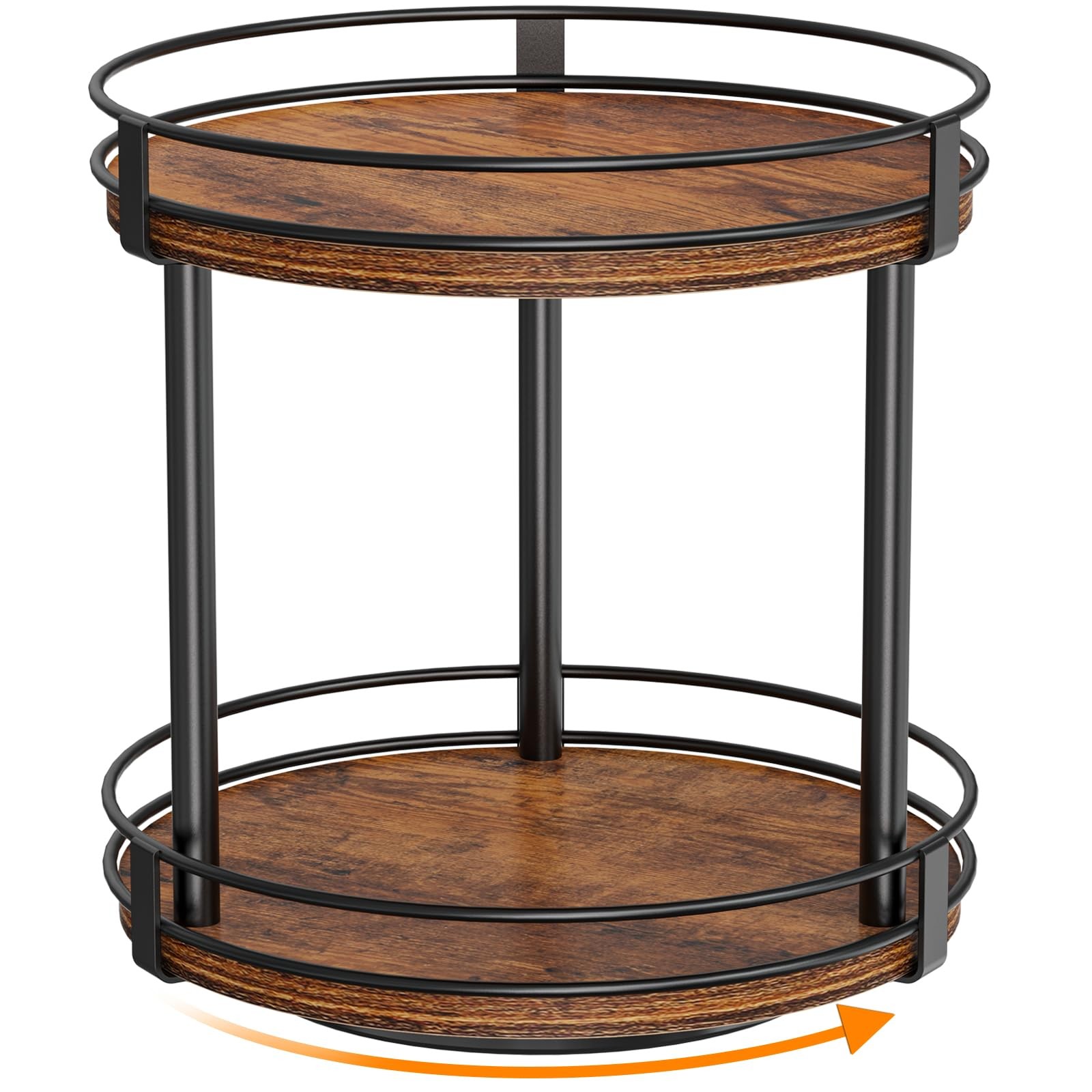 Snughome Rotating Spice Rack, 2 Tier Lazy 10.2" x x 10.4", Rustic Brown