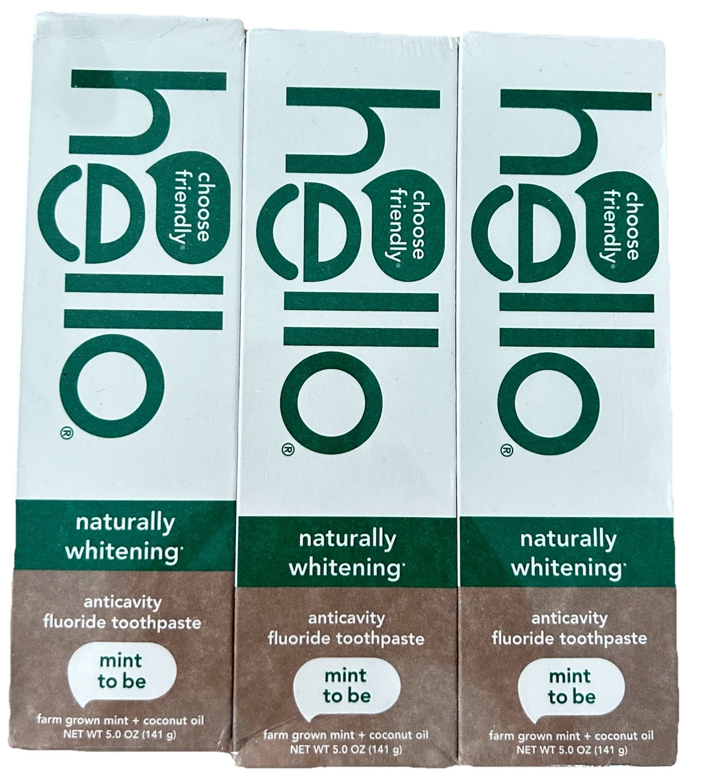 3 Pack Hello Naturally Whitening Anticavity Fluoride Toothpaste 5 Oz Tube New