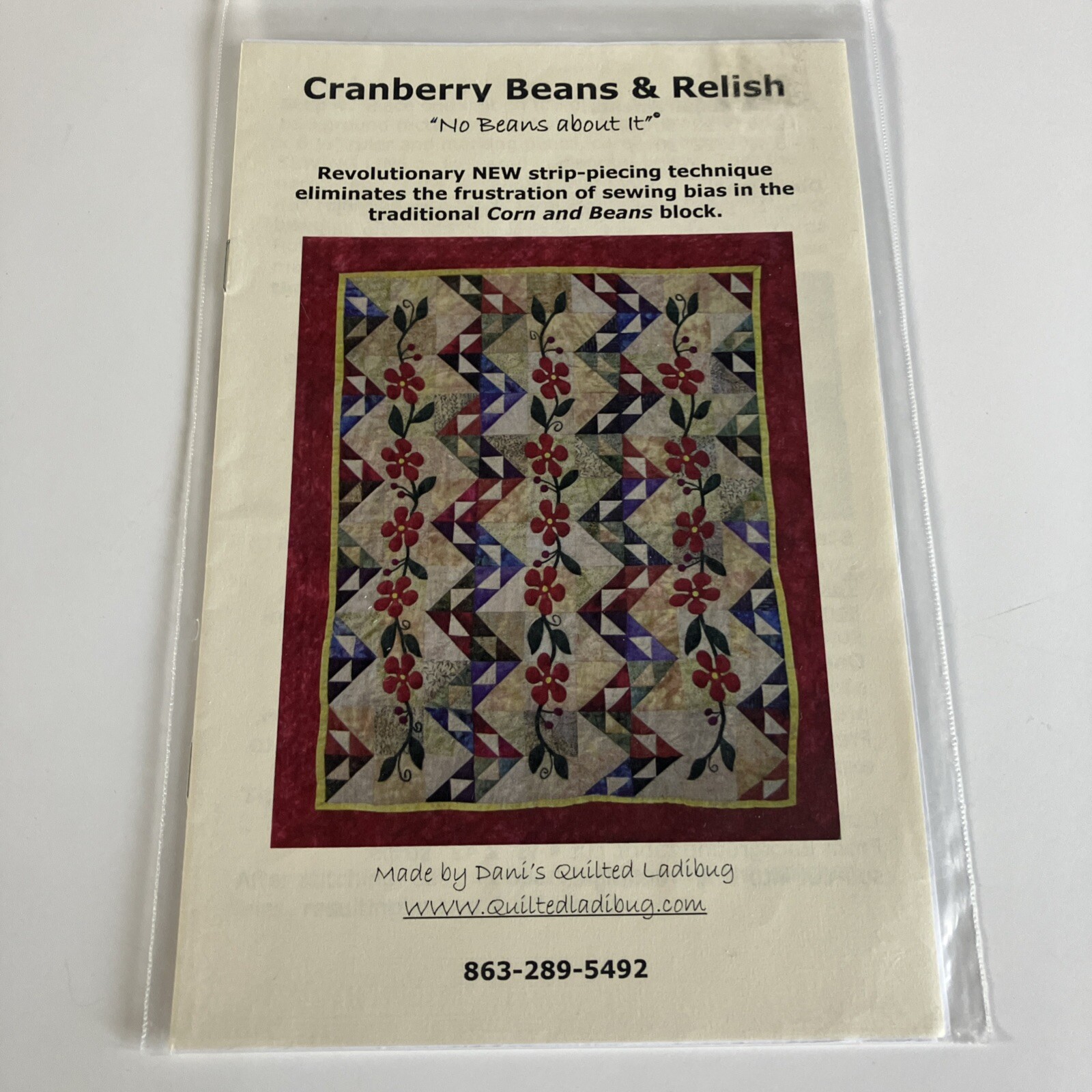 Cranberry Beans & Relish Dani's Quilted Ladibug 44" x 55" Quilting Quilt Pattern