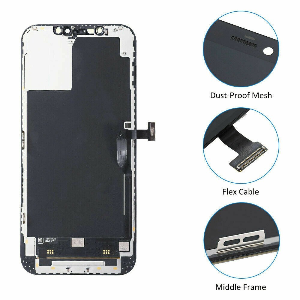 For iPhone 12 Pro Max Soft OLED Display Touch Screen Digitizer Replacement Frame