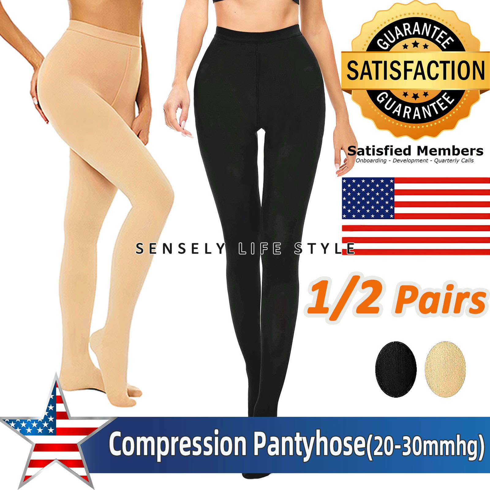 Women Compression Pantyhose Stockings 20-30mmHg Firm Support Pain Relief Varices