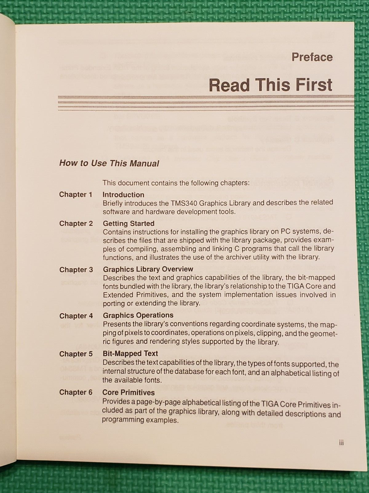 Texas Instrument TMS340 FAMILY GRAPHICS LIBRARY Users Guide - 1990