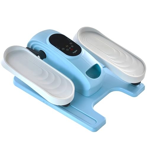 Under Desk Elliptical Exercise Machine, Electric Leg Exerciser with 12 Blue