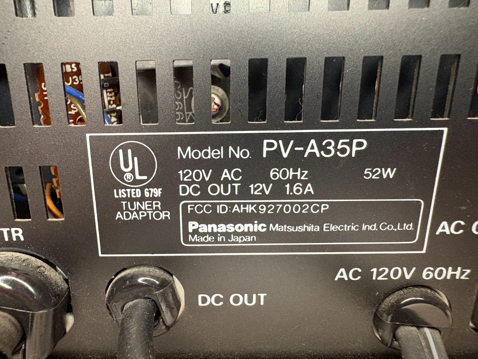 Vintage 80's Panasonic PV-A35P Omnivision VI Programmable Tuner/Timer UNTESTED