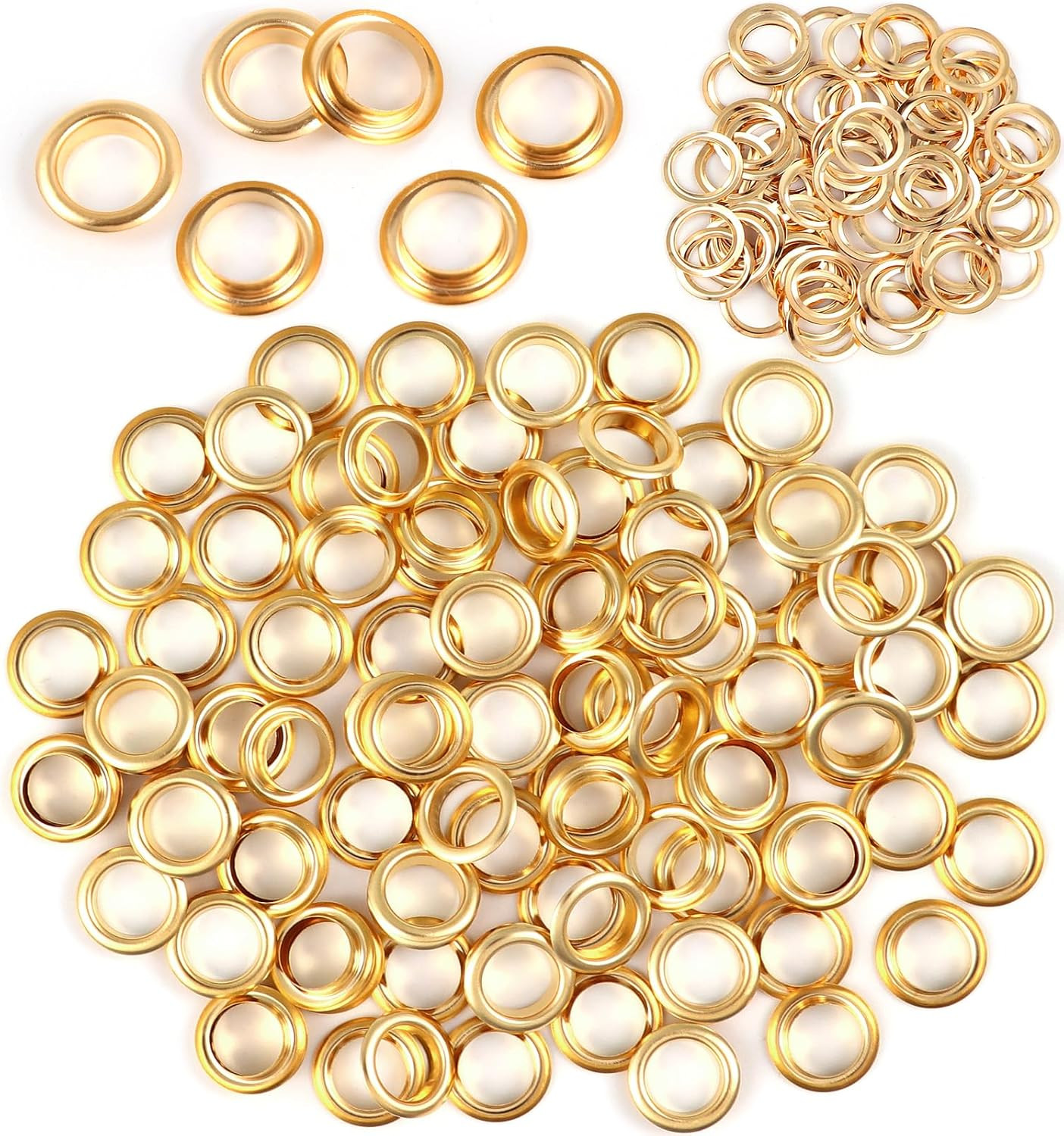 100 Sets Copper Grommets Eyelets, Gold 3/8-Inch 3/8" Grommet Solid Brass Metal E