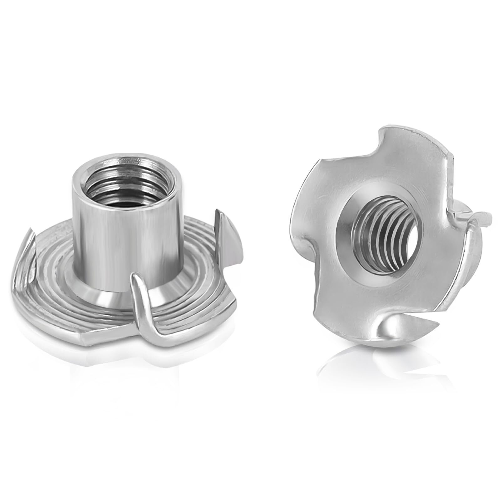 M6 T-Nuts 304 Stainless Steel 4 Pronged Tee Nuts Four-jaw Threaded Inserts fo...