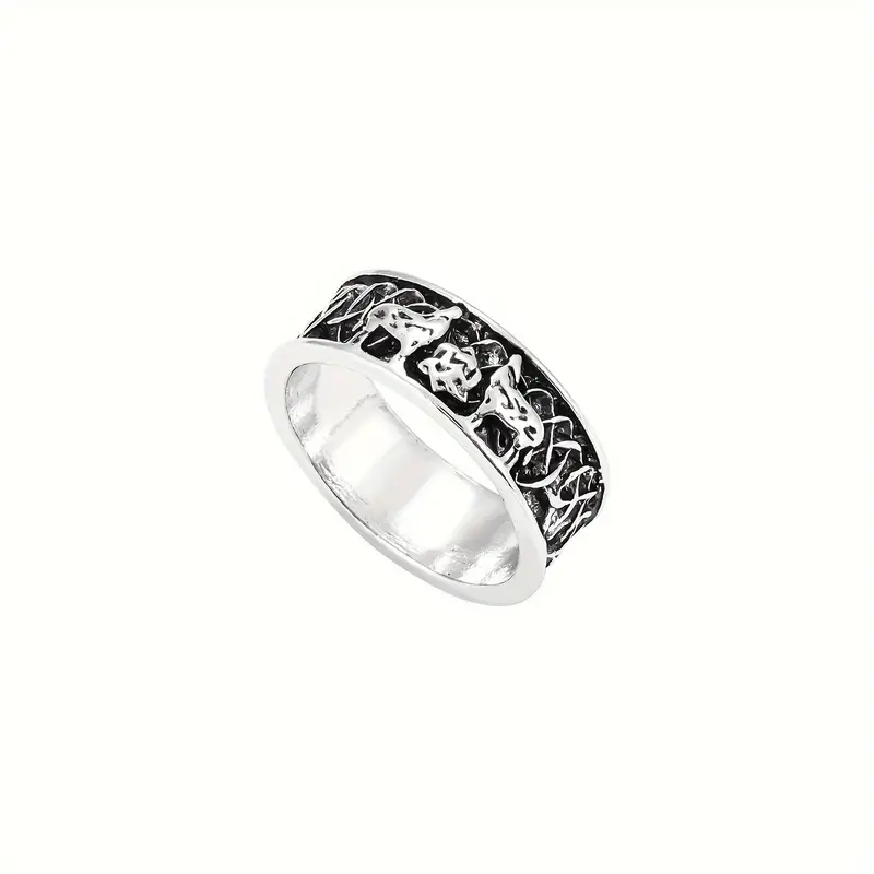 Celtic Knot Wolves Stainless Ring Band Trinity Knot Viking Wolf Jewelry