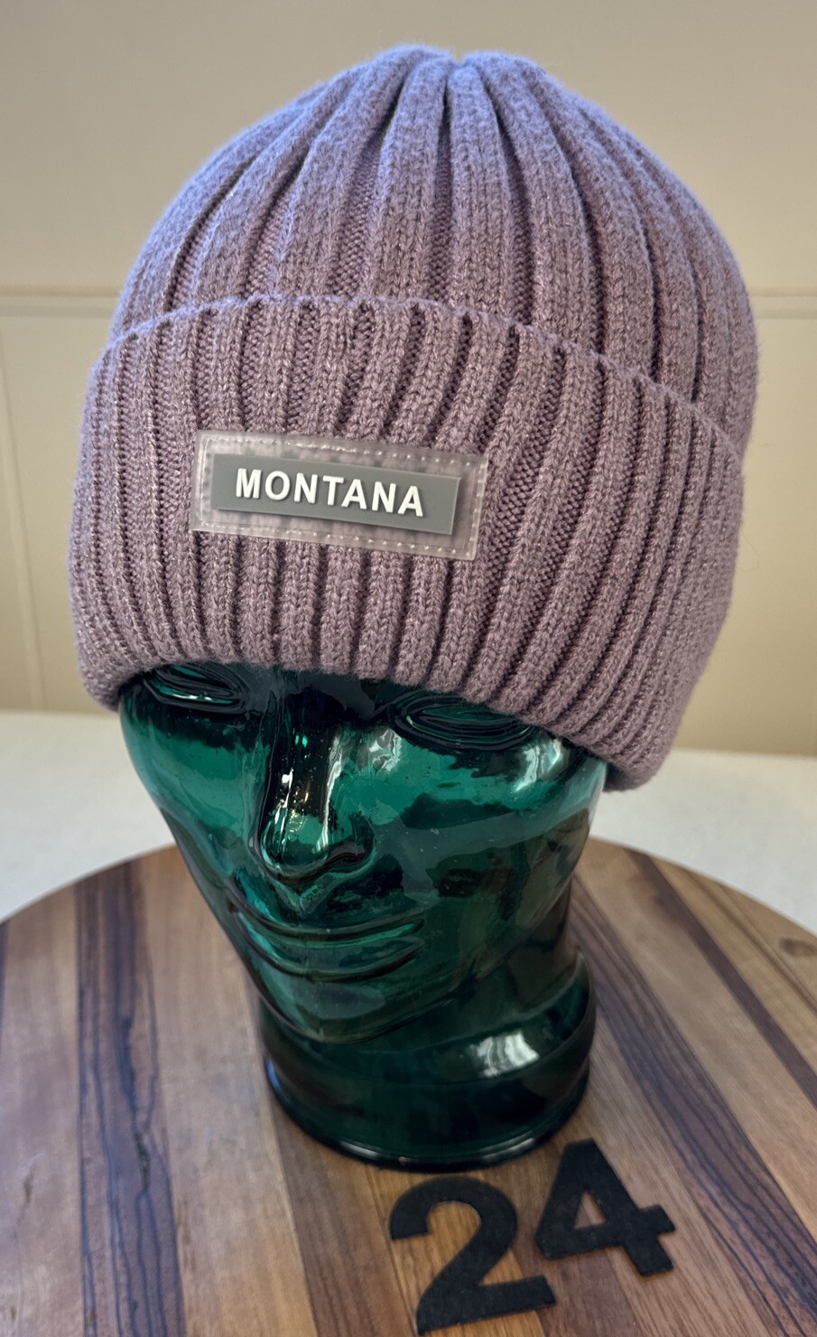 NWOT ROBIN RUTH DARK LAVENDER CUFFED “MONTANA” BEANIE HAT!  NEVER WORN.  24