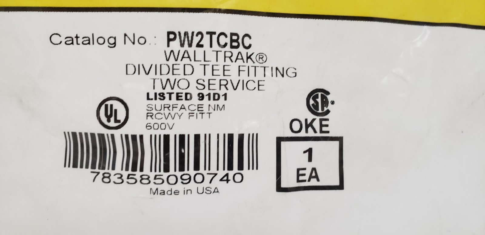 HUBELL PW2TCBC POLY TRAK DIVIDED TEE FITTING, TWO SERVICE, NIB