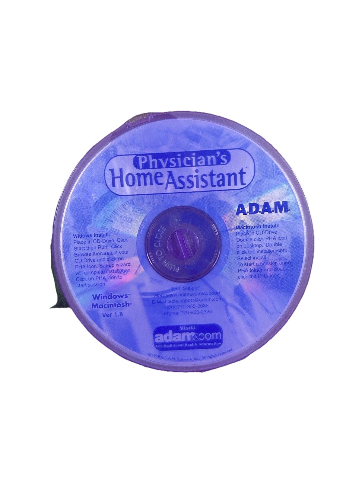 Physician’s Home Assistant CD-ROM V1.8 Windows 95/98 & Macintosh Software