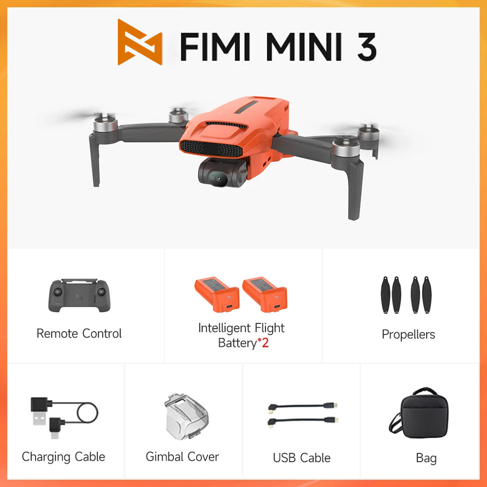 FIMI Mini 3 Mini3 Camera Drone 3-Axis Gimbal Video Quadcopter with 2 Batteries