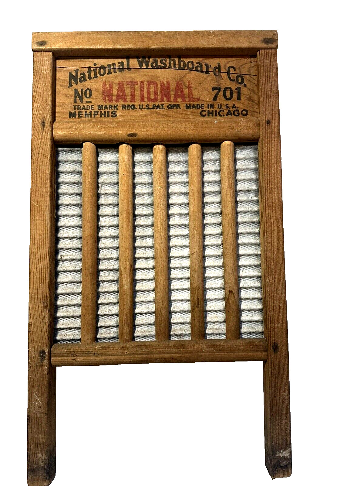 Vtg National Washboard Co. 701 Antique Vintage Wood Zinc King - 25" X 13"