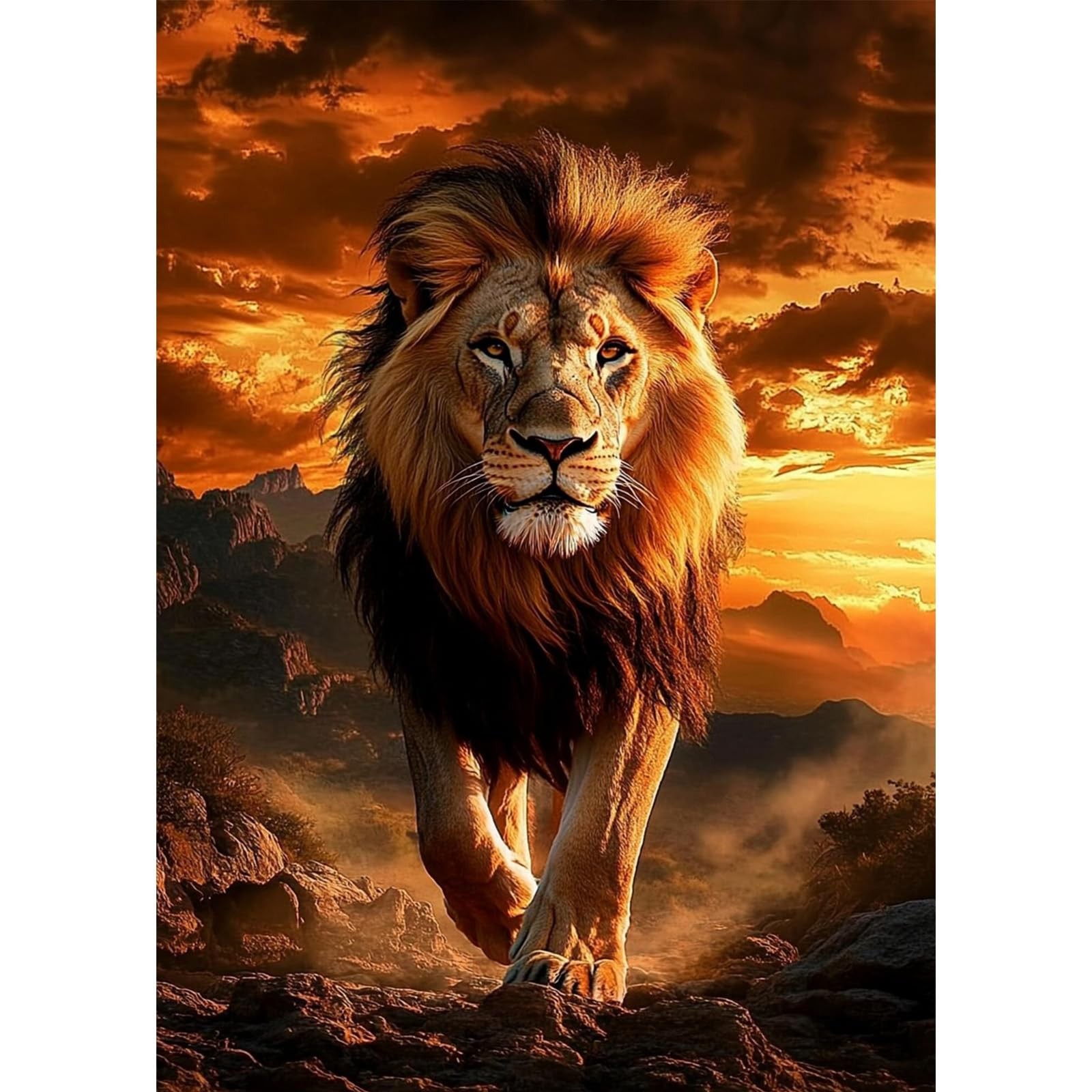 QENSPE Lion Full Drill Diamond Art, 12x16 inches (30x40 cm), WX10170-Lion