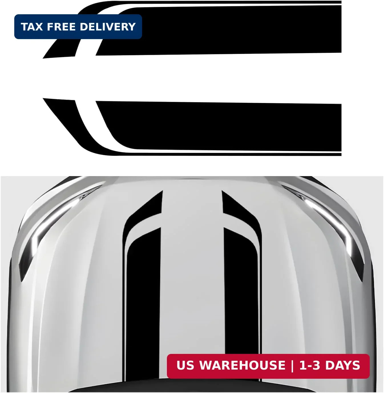 2 PCS Car Hood Stripe Sticker, 33.5"×6.5" Universal Racing Stripes Decal Auto Bo