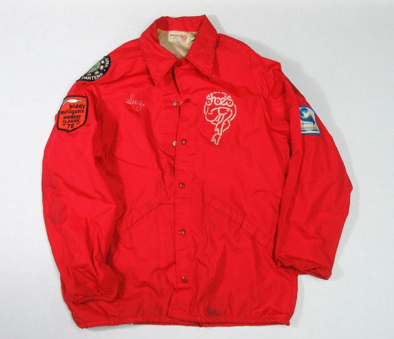 VINTAGE CHICAGO DART CLUB JACKET WITH PATCHES 1970'S DARTING ASSOC CHICAGO SHOES