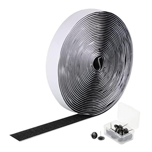 Self Sticky Hook & Loop Tape 22 FT x 0.78 in, Heavy Duty 22FT*0.78IN Black