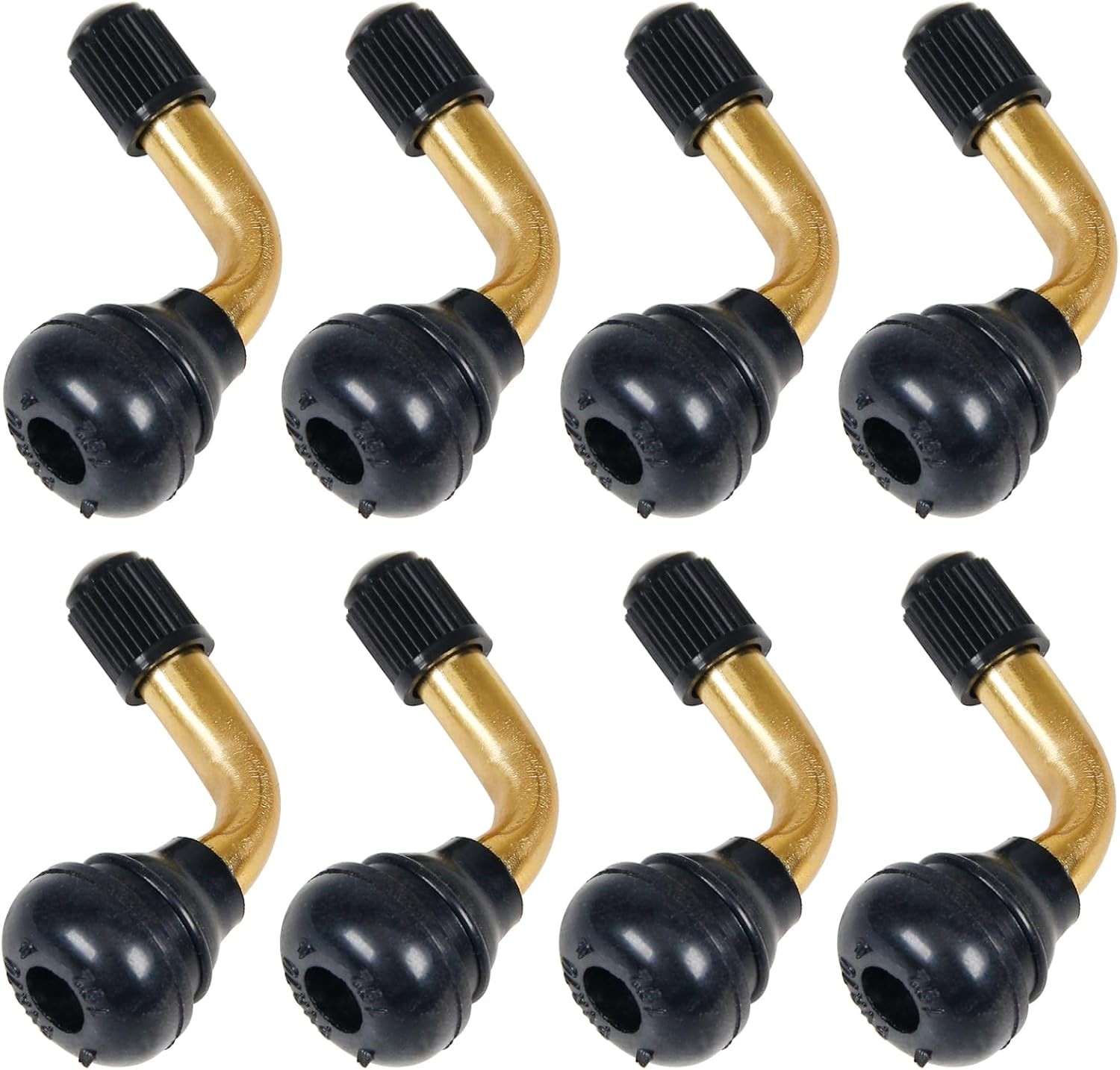 8Pcs Tubeless Tire Valve Stem PVR70 Brass Stems Bent 90 Degree Angled Snap-in Bl