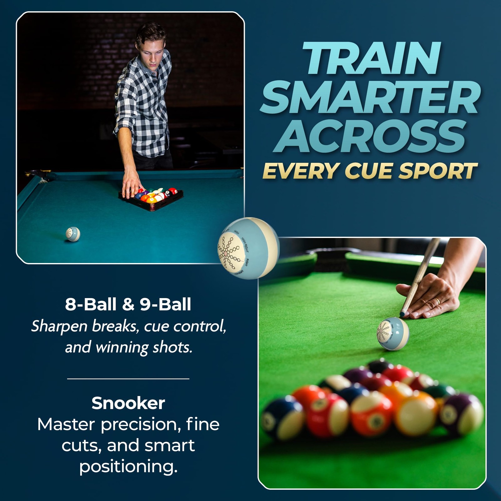 Cue Balls for Pool Table - Durable, Scratch-Resistant Weighted Cue Ball Train...
