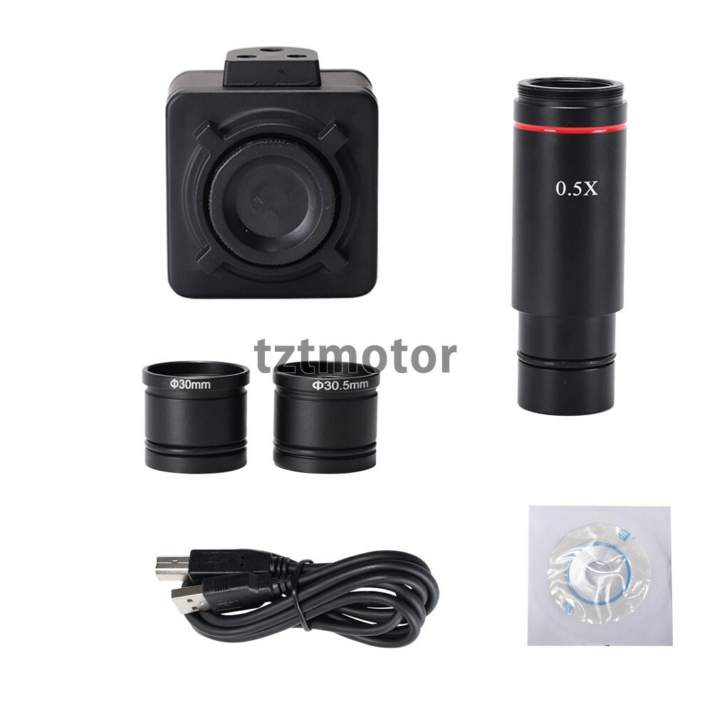 5MP USB Microscope Camera Digital Electronic Eyepiece 0.5X C-Mount Adapter Kit