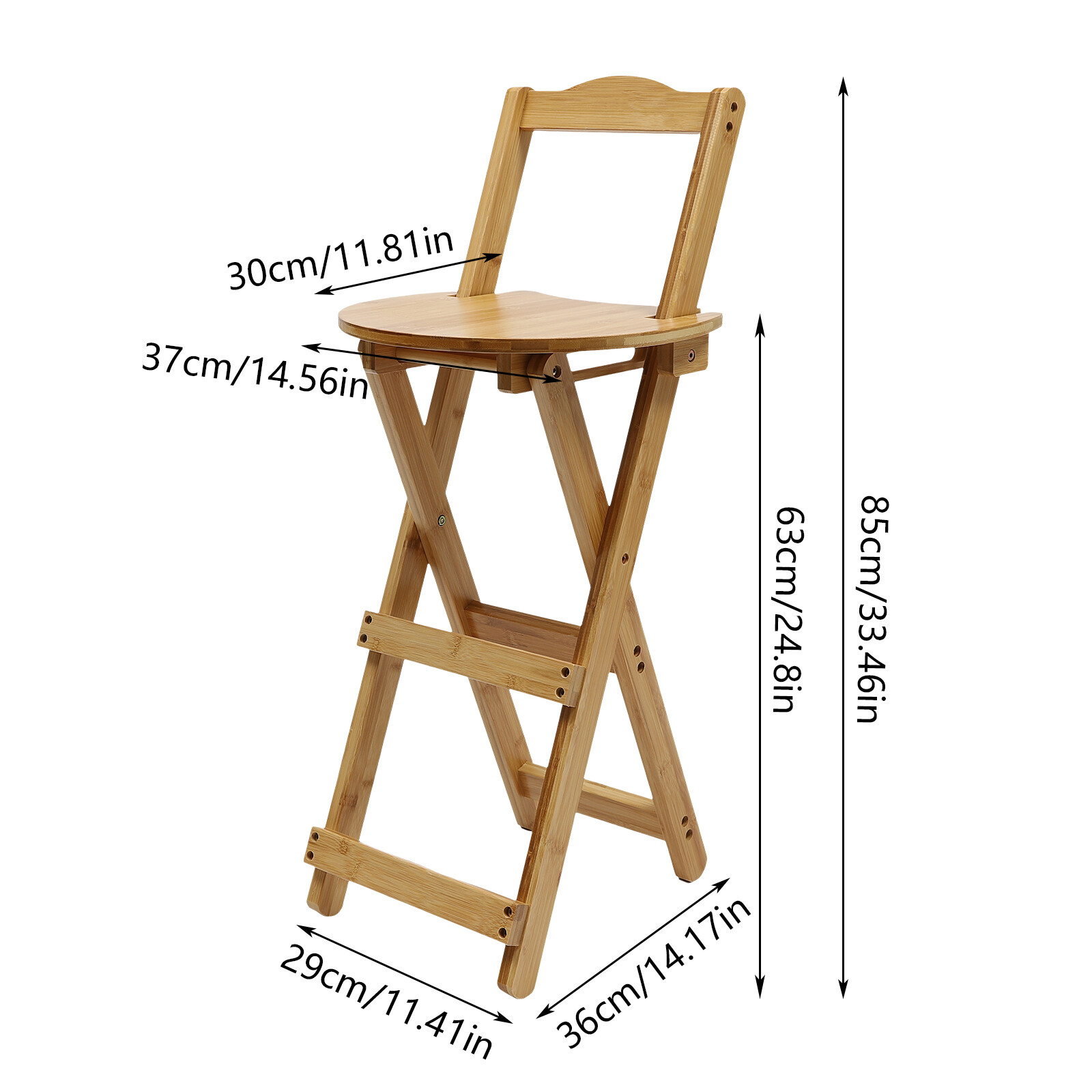Folding Bamboo Stool Portable Tall Chair Bar Stool Foldable Porch Kitchen Chair