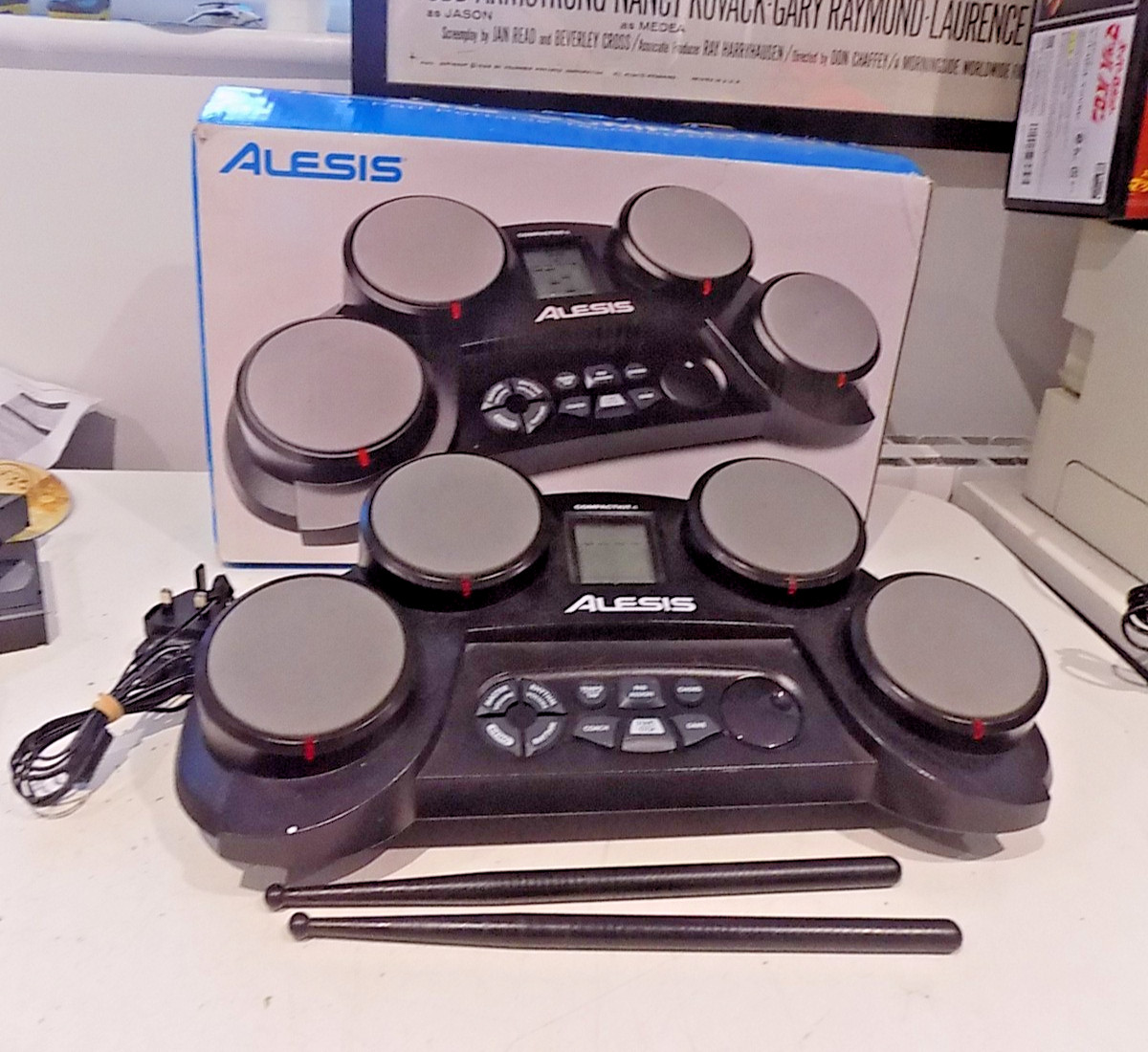 Alesis Compact Kit 4 4-Pad Portable Tabletop Drum Kit in Box + Drumsticks FAULTY