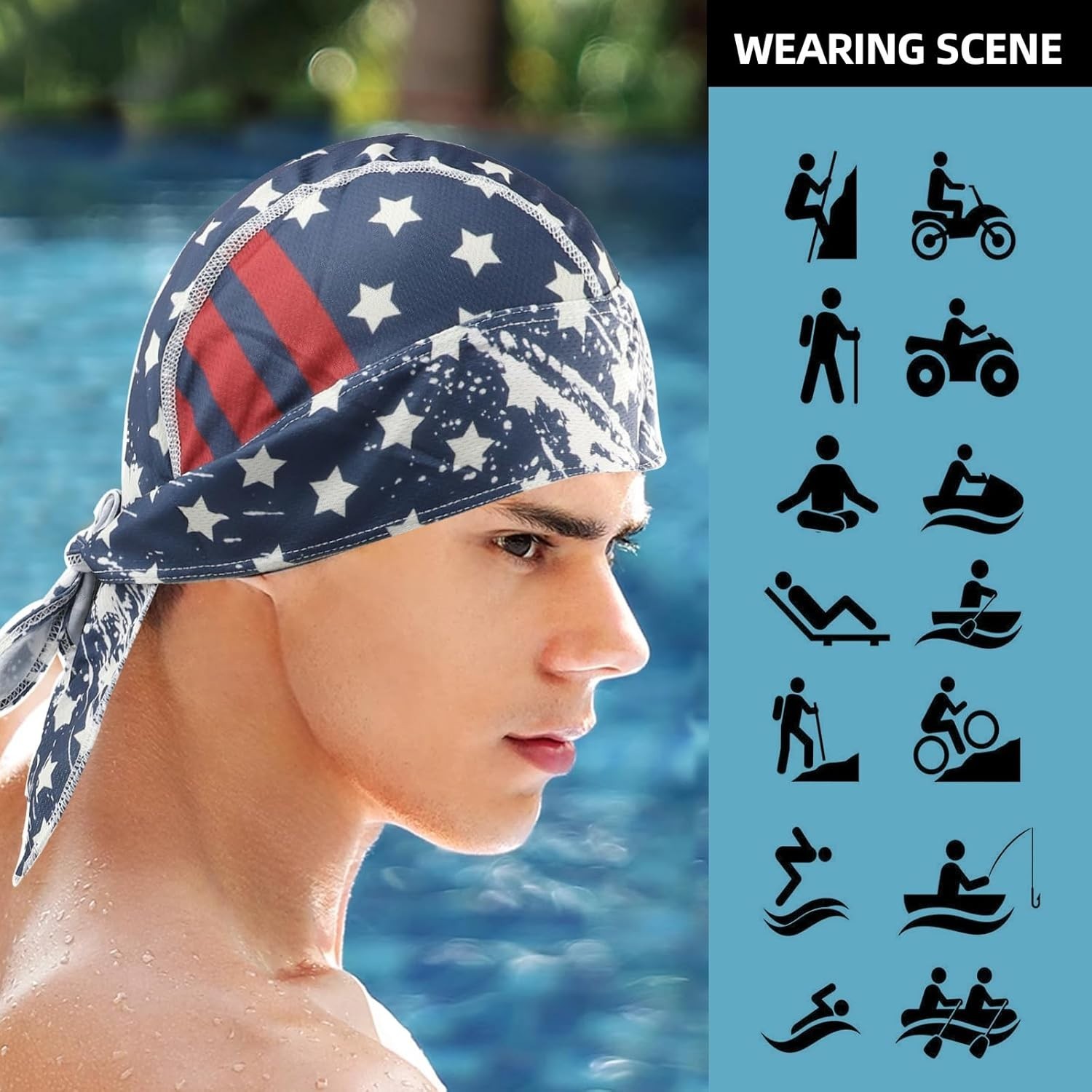 8 Pack Do Rag Skull Caps for Men Sweat Wicking Doo Rags Cooling Helmet Liner ...