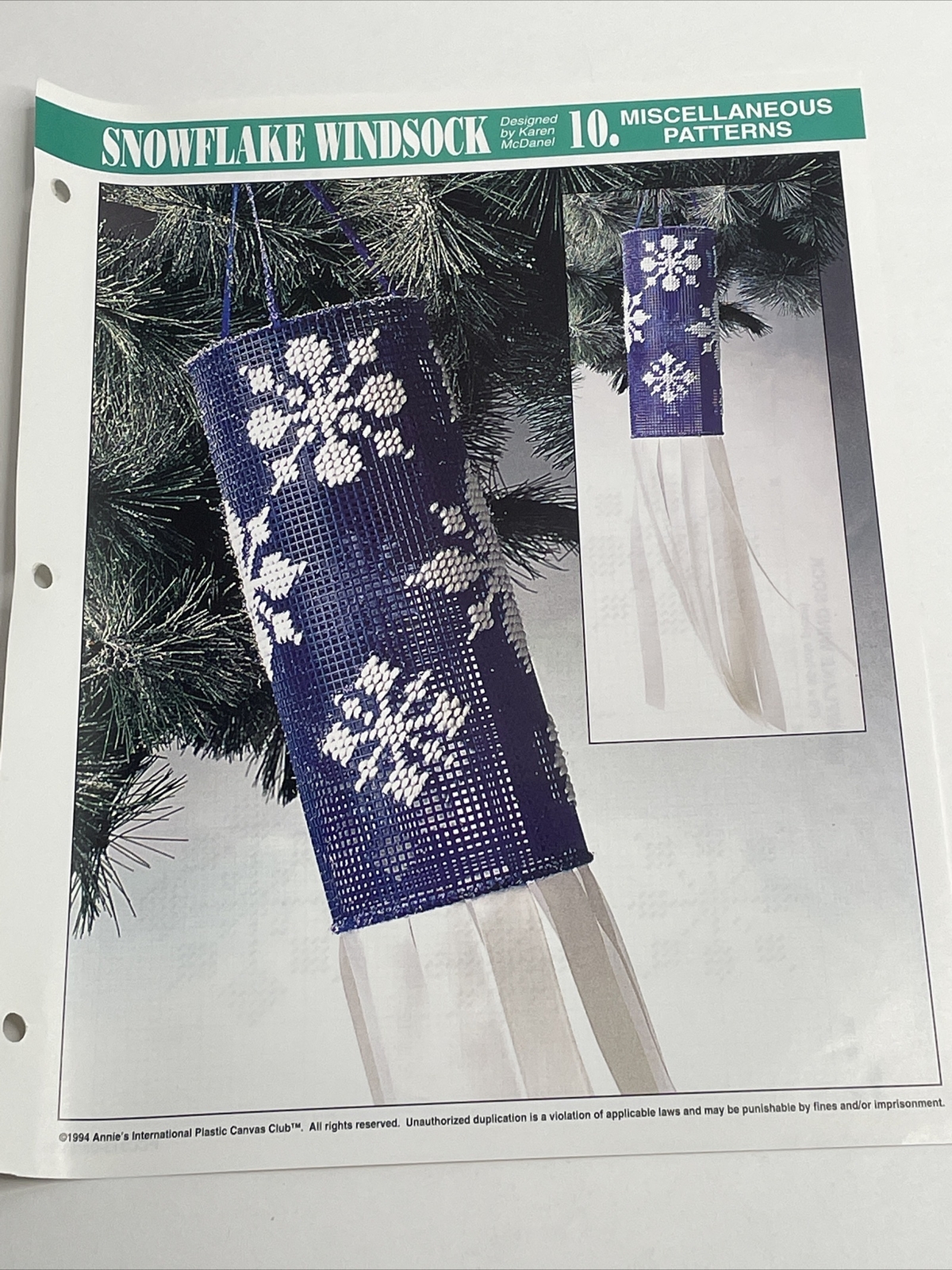 Annie's Attic Snowflake Windsock  Plastic Canvas Pattern